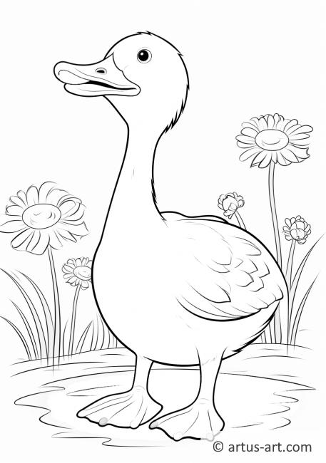 Goose with a Daisy Coloring Page